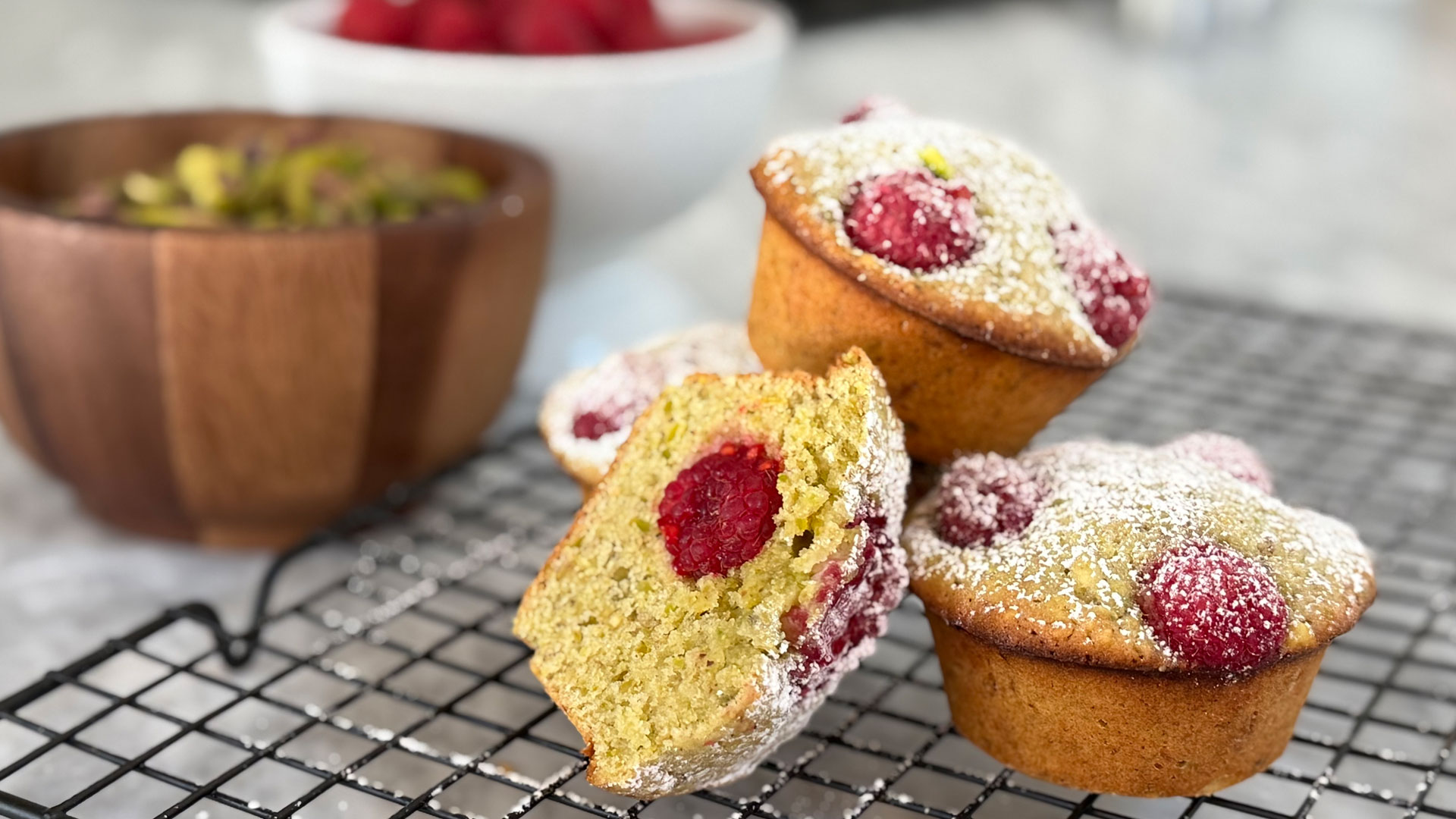 Pistachio and Raspberry Financiers