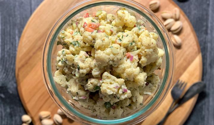 Cauliﬂower  “Potato” Salad with Pistachio Mayo