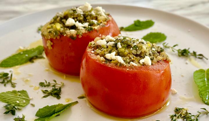 Microwave Pistachio-Stuffed Tomatoes
