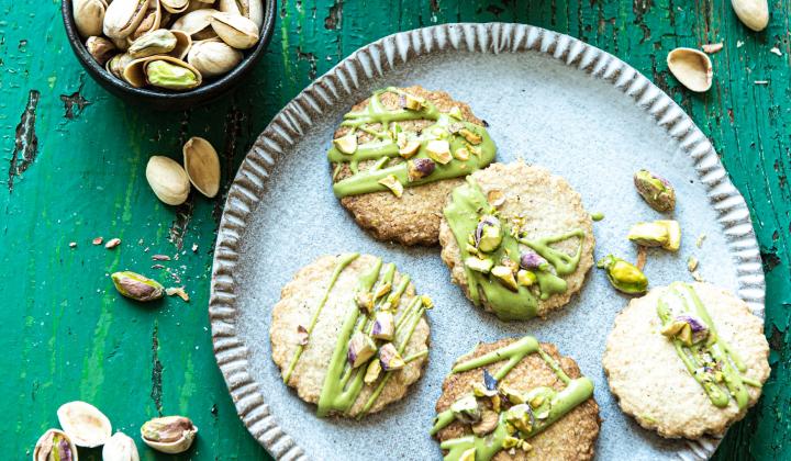 Vegan Matcha and Pistachio Cookies
